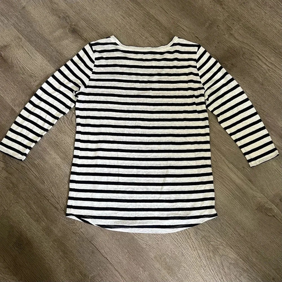 Loft 100% Linen Striped Top 3/4 Sleeves Sz Small - Picture 5 of 5